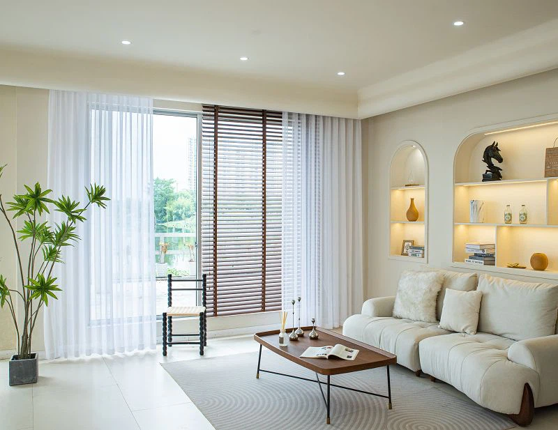 Écran de fenêtre solide en lin croisé