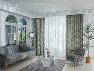 Tissu de rideau floral européen à fil doré